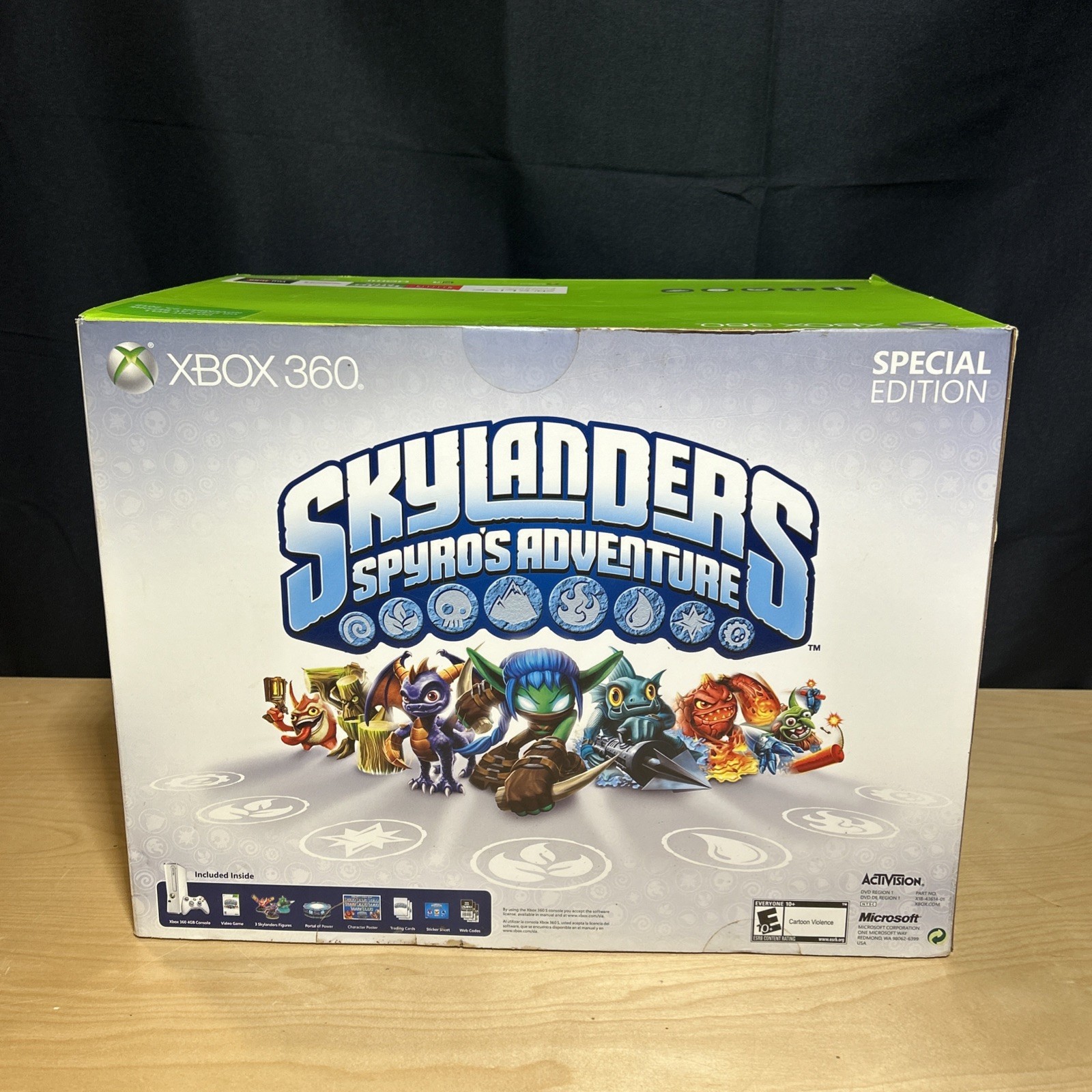 2012 Microsoft Xbox 360 Slim 4GB White Console Skylanders Bundle New OPEN BOX