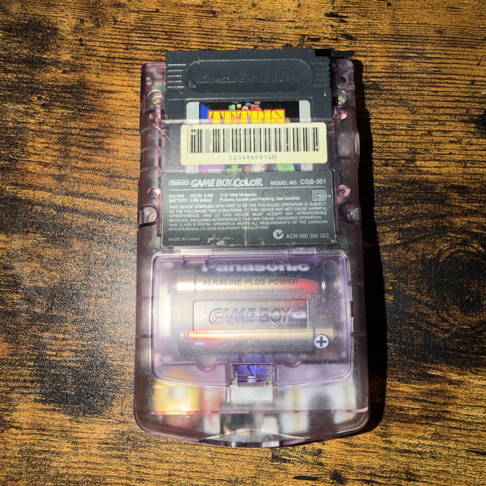 Nintendo Game Boy Color Atomic Purple W/ Tetris DX CGB 001 Tested!