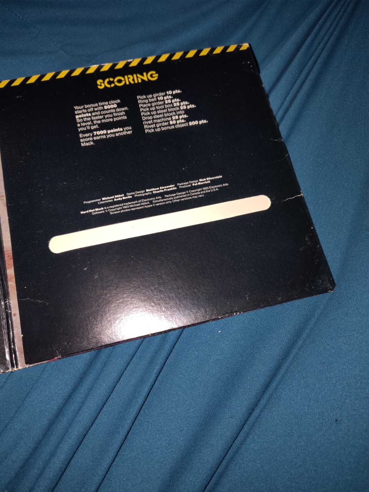 Hard Hat Mack 1983 Electronic Arts Atari Home Computers Platform Video Game Disk
