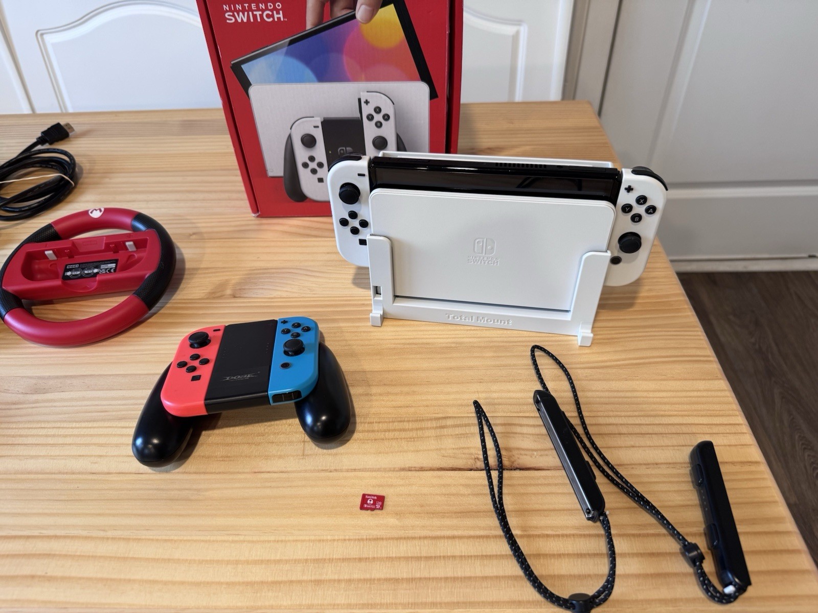 Nintendo Switch OLED White Bundle – 4 Joy-Cons, 128GB SD, Case, 2 Chargers