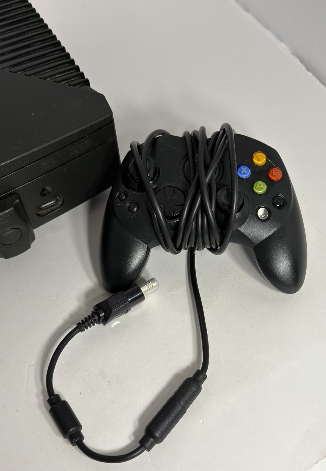 Microsoft Xbox Original Black Console Bundle 2 Wired Controllers Parts Repair