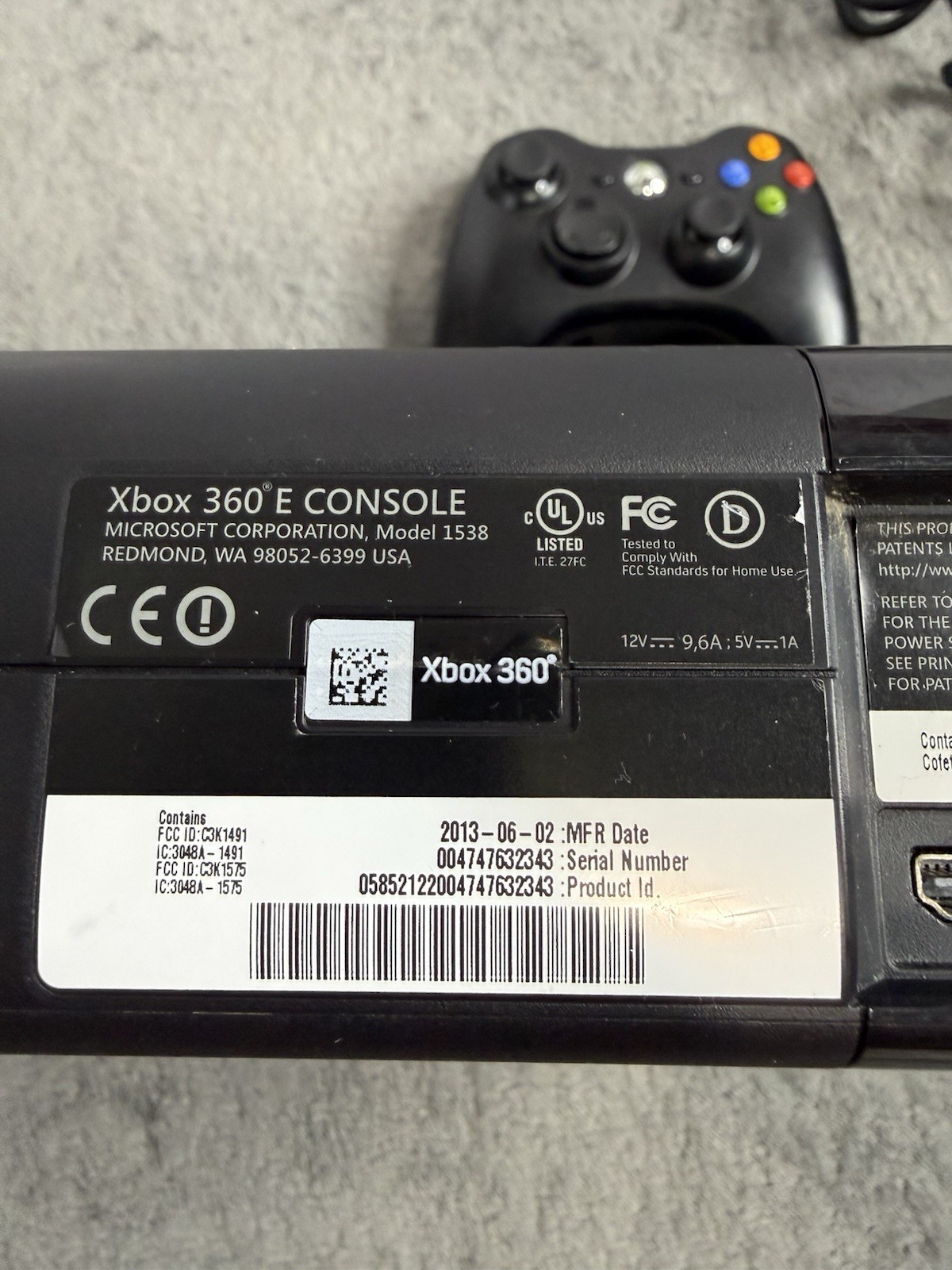 Xbox 360 E 1538 Console 500GB HDD Bundle W/ Controller Tested Works