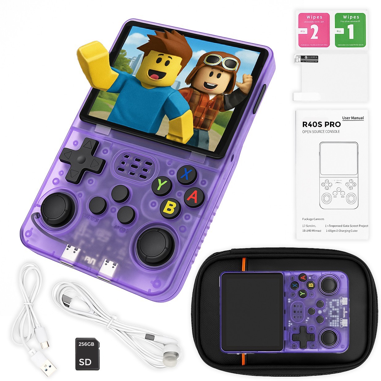 R36S R40S PRO Handheld Video Game Console 30000 Games 3.5 Inch Screen