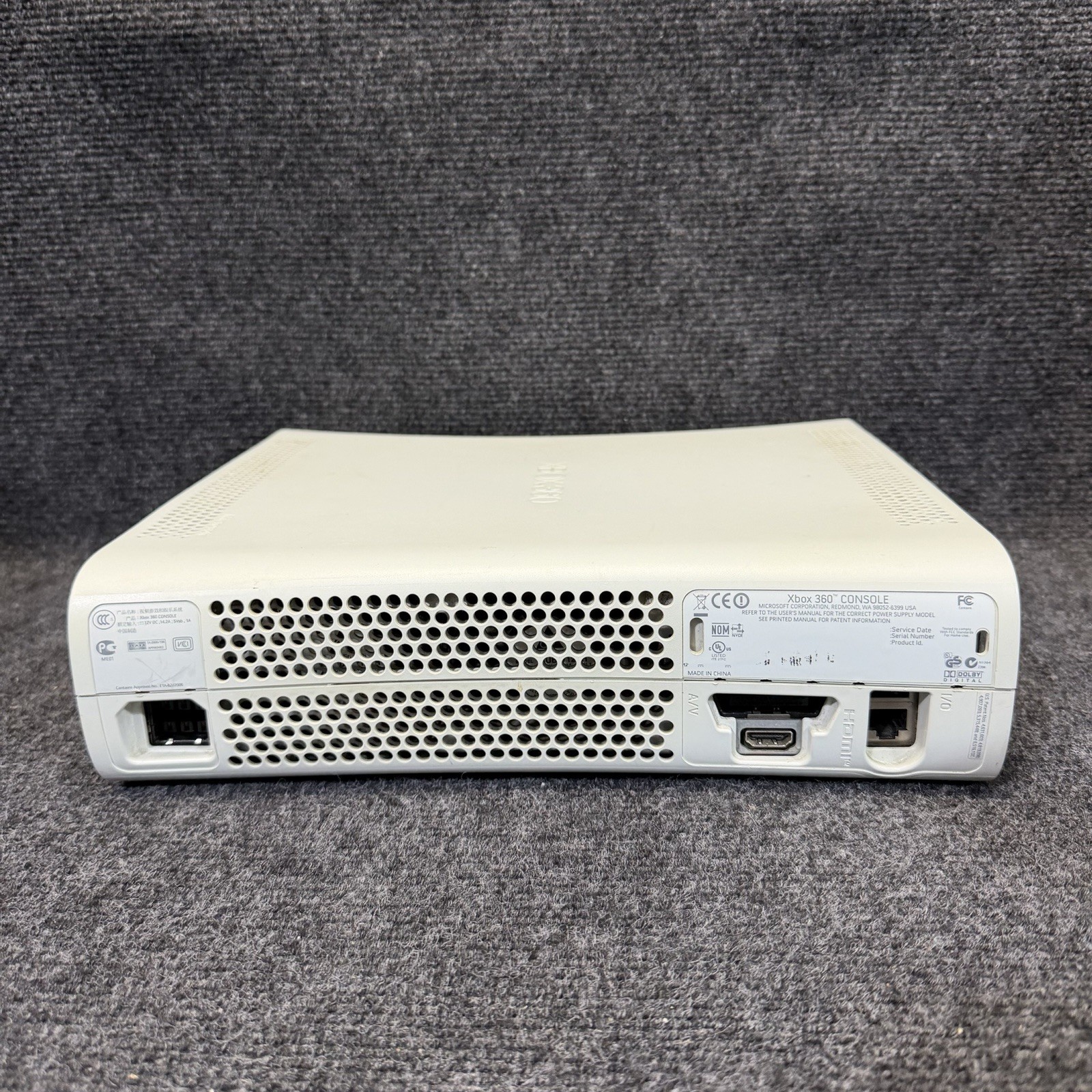 Microsoft Xbox 360 Fat White Console For Parts/Repair Disc Read Error No HD 1007