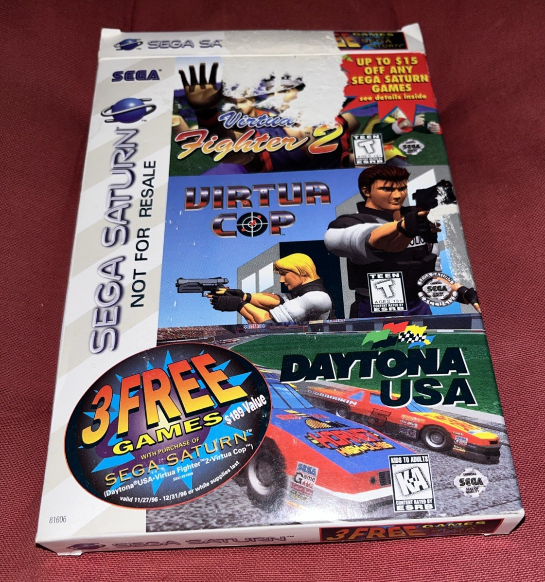 Sega Saturn MK-80000A, Controller, Not For Resale Games & Arcade Gun – TESTED