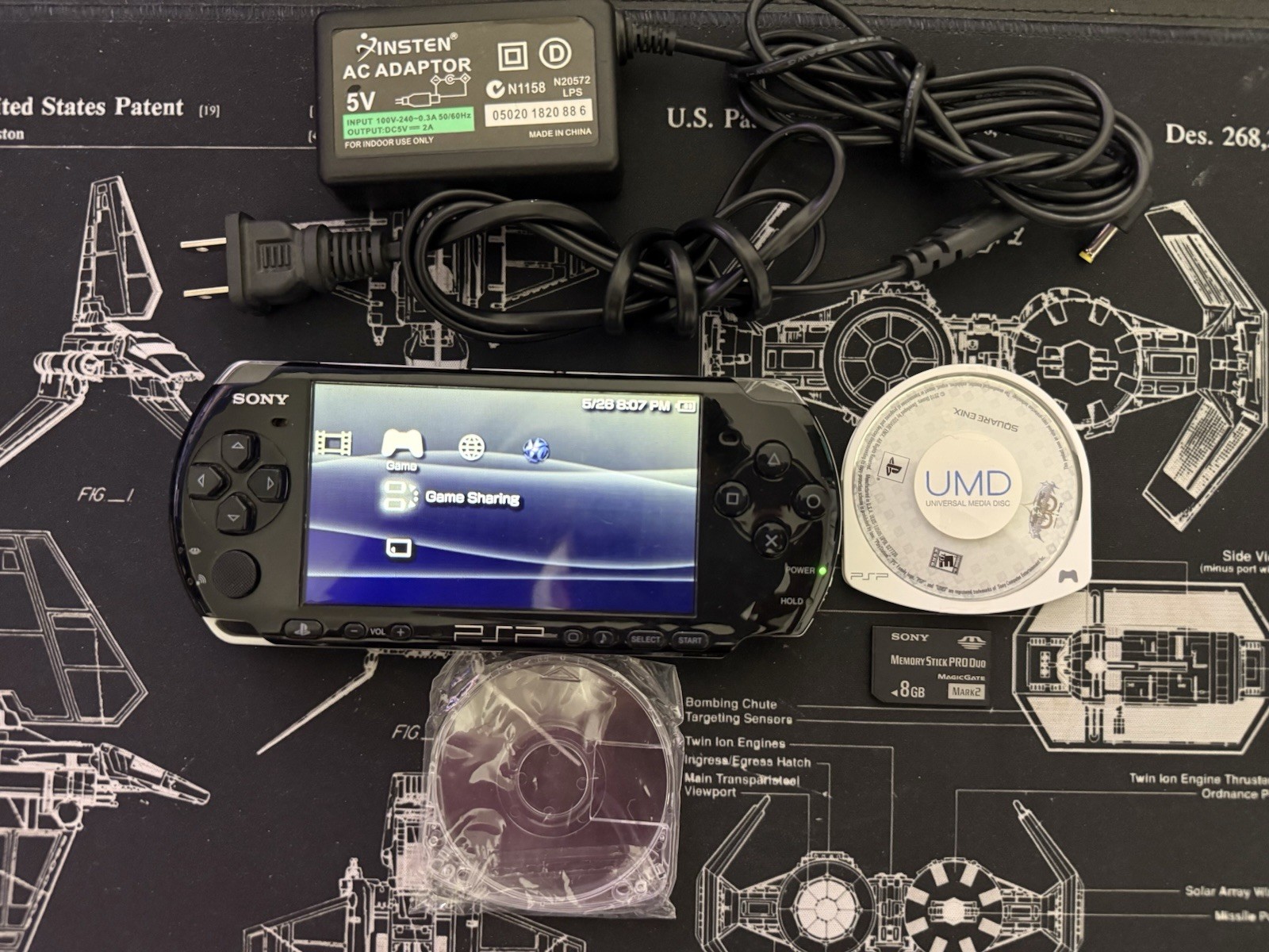 Sony PSP-3000 Piano Black w/ Charger & Kingdom Hearts Game WORKING PLEASE READ