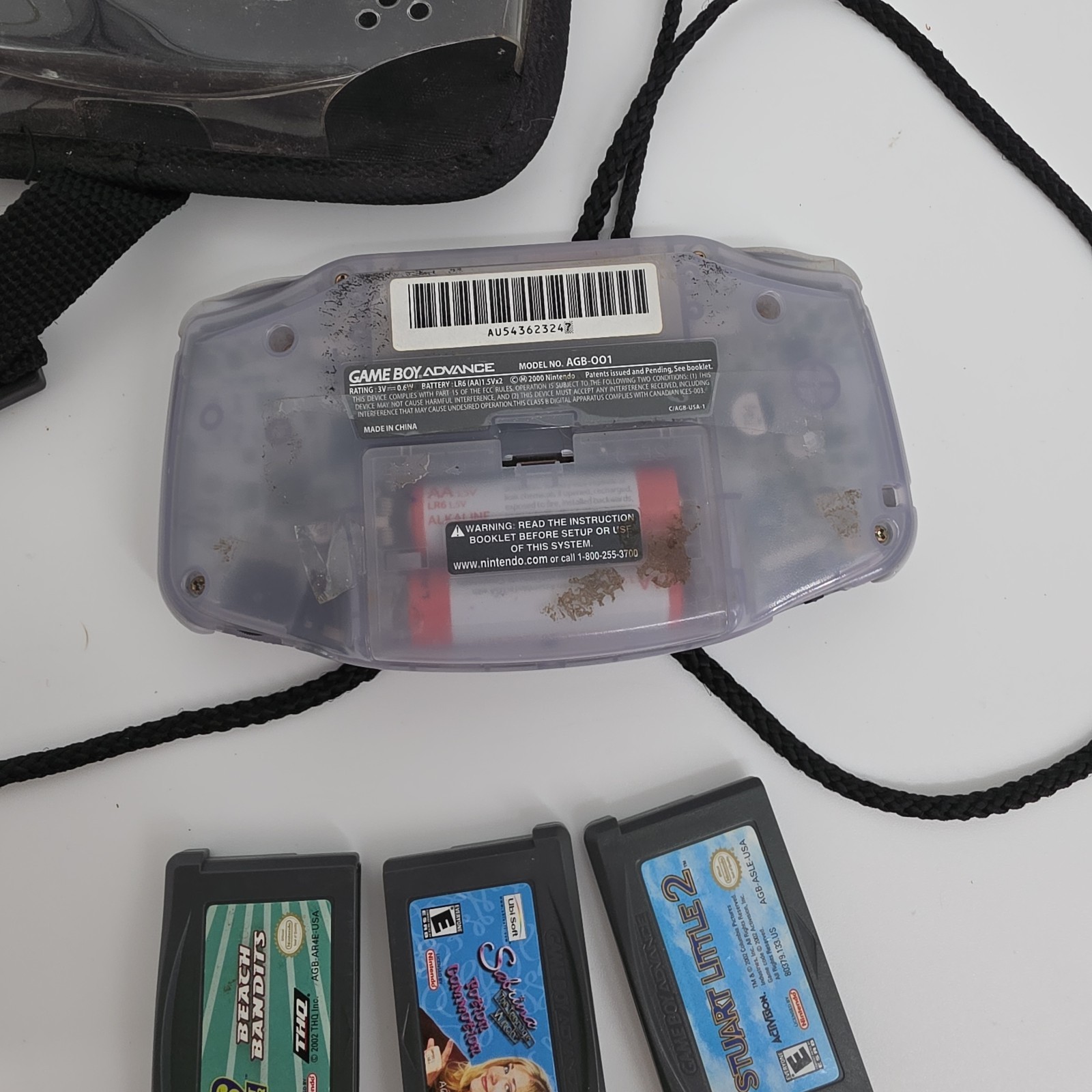 Nintendo Game Boy Advance Console System – Clear Glacier – See Battery Cover