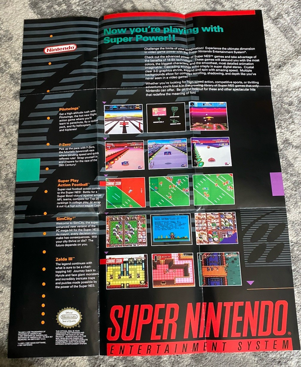 Super Nintendo SNES Console w/ OEM Controllers + Mario World + Manuals