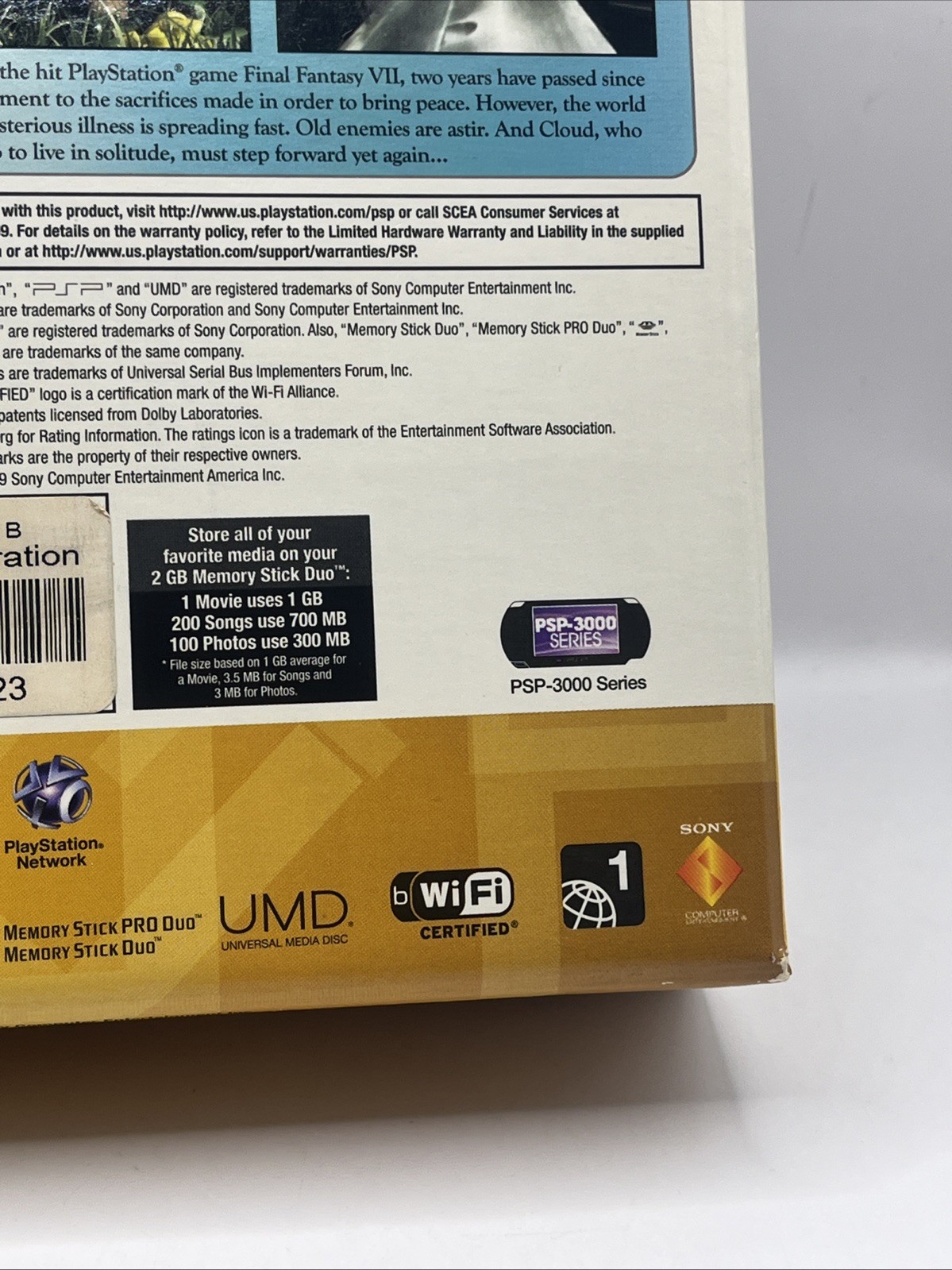 RARE HTF Sony PSP Dissidia Final Fantasy Limited Console Box And Insert Only!