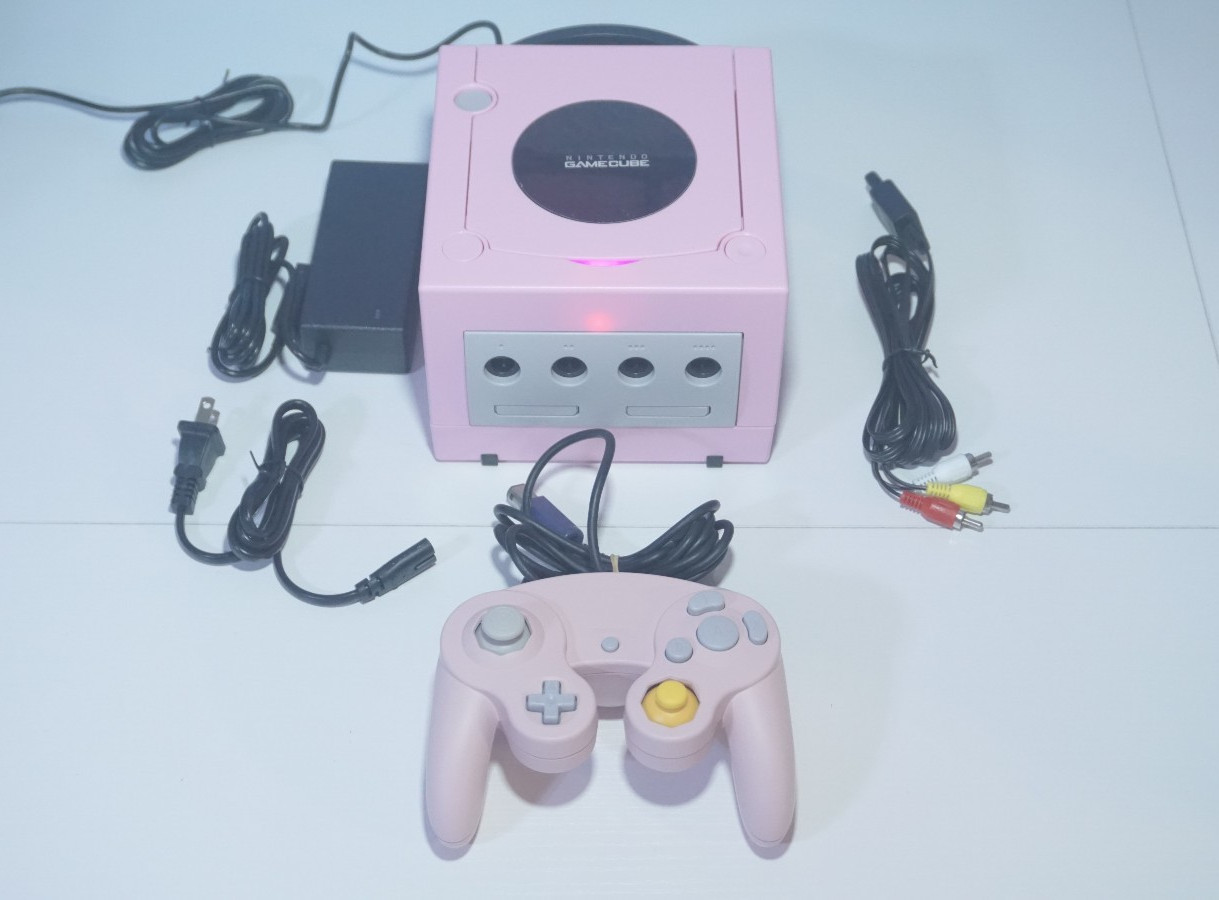 Pastel Pink Nintendo GameCube Console DOL-001 (USA) with Pink LED & Controller