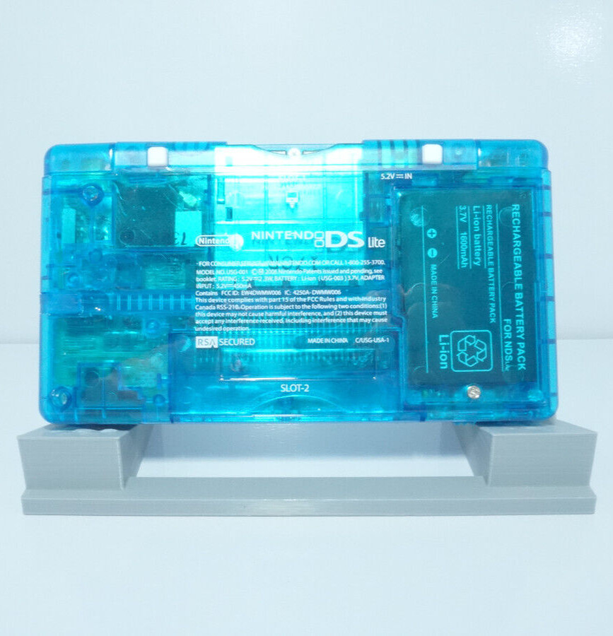 Nintendo DS Lite Transparent Clear Blue Handheld System with Charger & Stylus