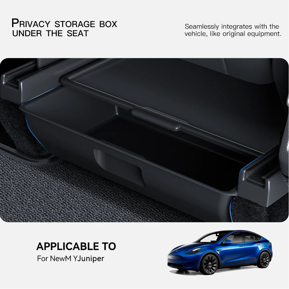 For Tesla Model Y Juniper 2025 Under Seat ABS With a lid Storage Box Drawer Hold