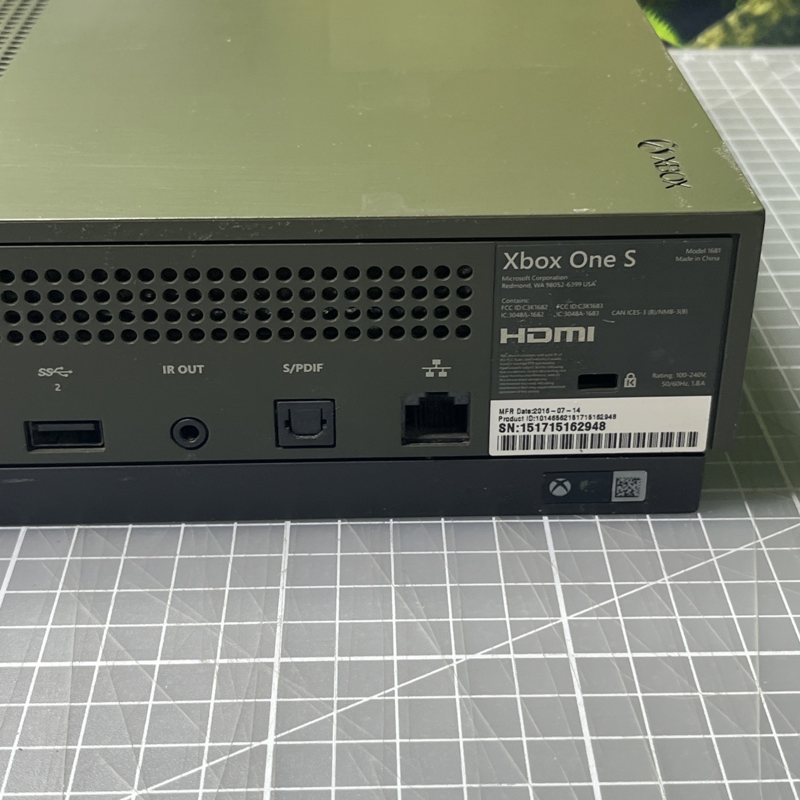 Microsoft Xbox One S 1TB Console Gaming System Works And Reset Military Green