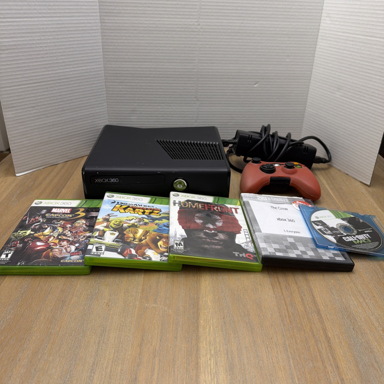 Microsoft Xbox 360 S 4GB Black Console Remote Power Supply And Games Tested