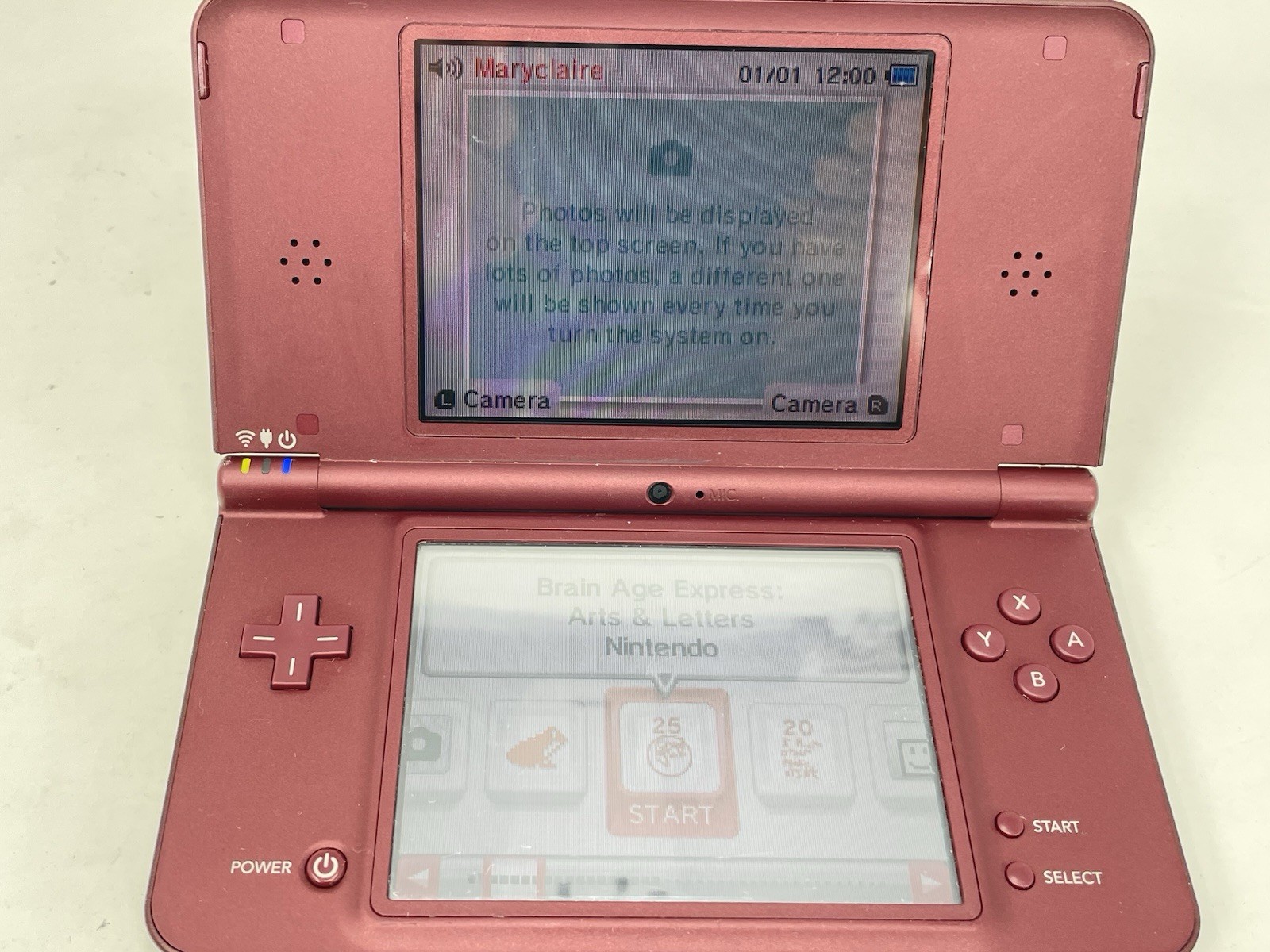 Nintendo DSi XL Handheld Game Console UTL-001 Burgundy W/ Charger Only Works