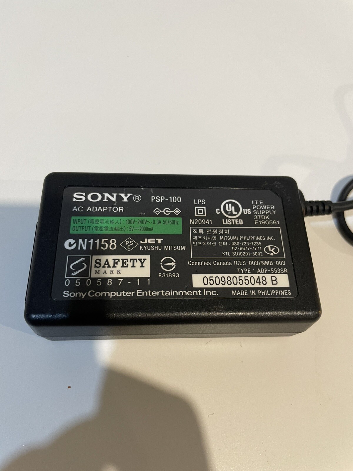 SONY PSP 100 Charger AC Adaptor Plug OEM Genuine 5V 2A N20572 Power Supply