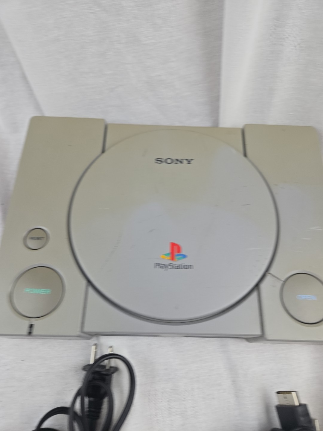Sony PlayStation 1 PS1 PSone (SCPH-9001) Console Cable Tested Door Does Stick