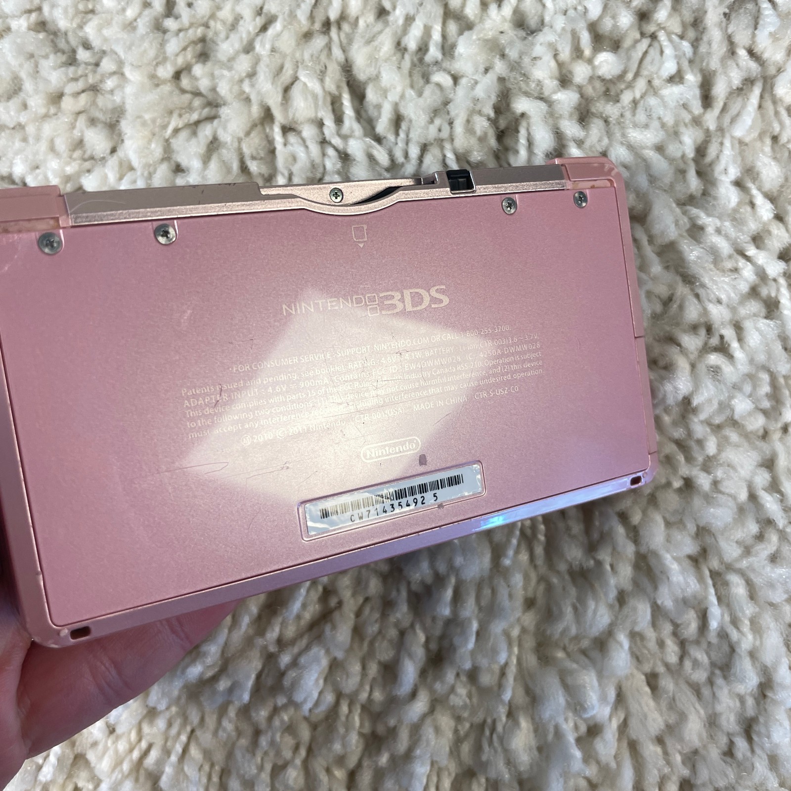 Nintendo 3DS Pearl Pink Handheld Handheld Console System CTR-001 Tested