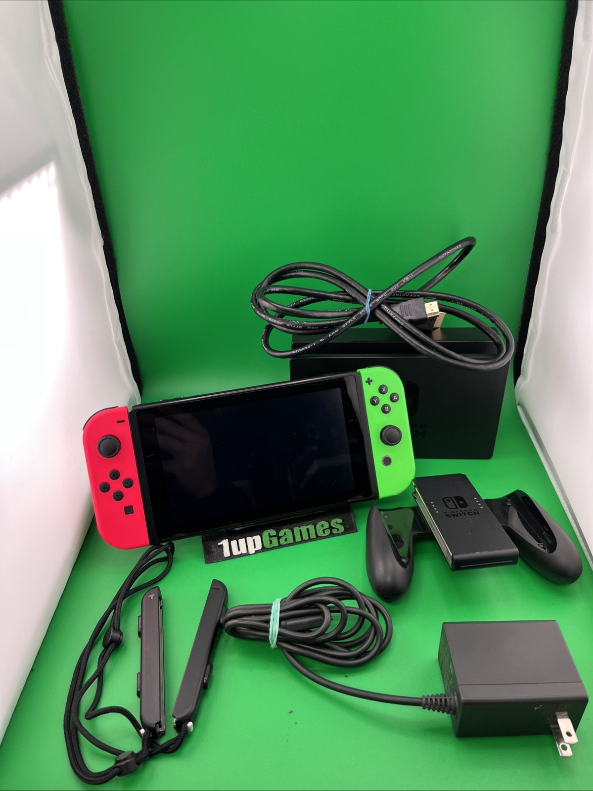 Nintendo Switch HAC-001 Console Black Neon Pink Neon Green W/ Charging Dock(T06)