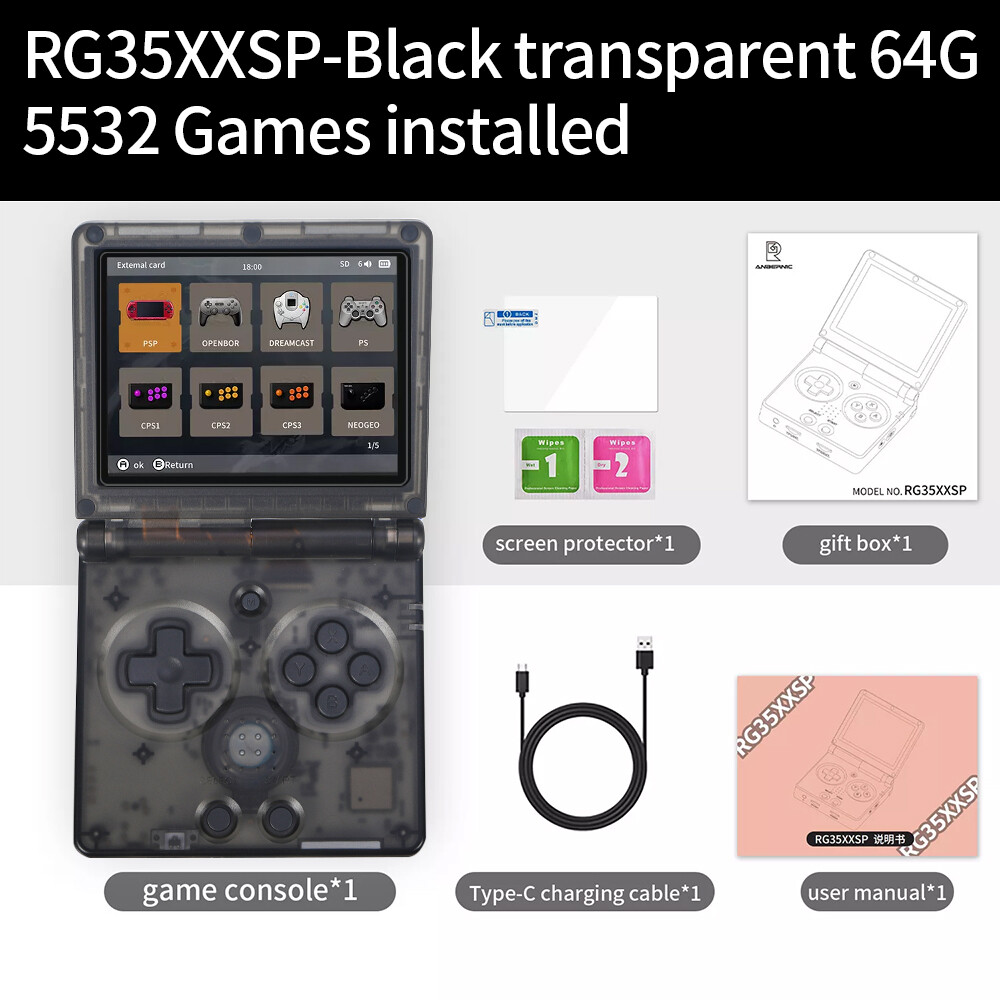 ANBERNIC RG35XXSP Handheld Game Console 3.5″ IPS Screen Retro Game Console Gifts