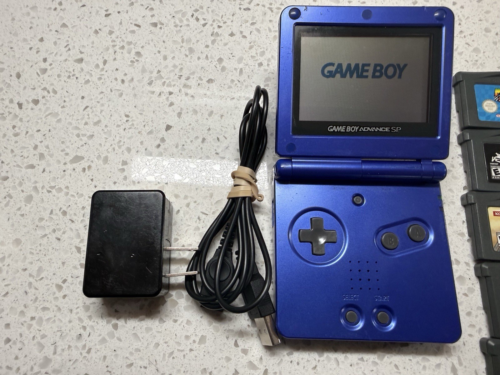 Game Boy Advance SP Blue AGS-001 Bundle w/ Charger, & 12 Games Working READ