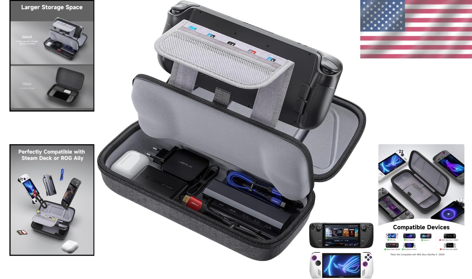 Elegant Hard Shell Carrying Case for Steam Deck & ROG Ally – Portable Protection