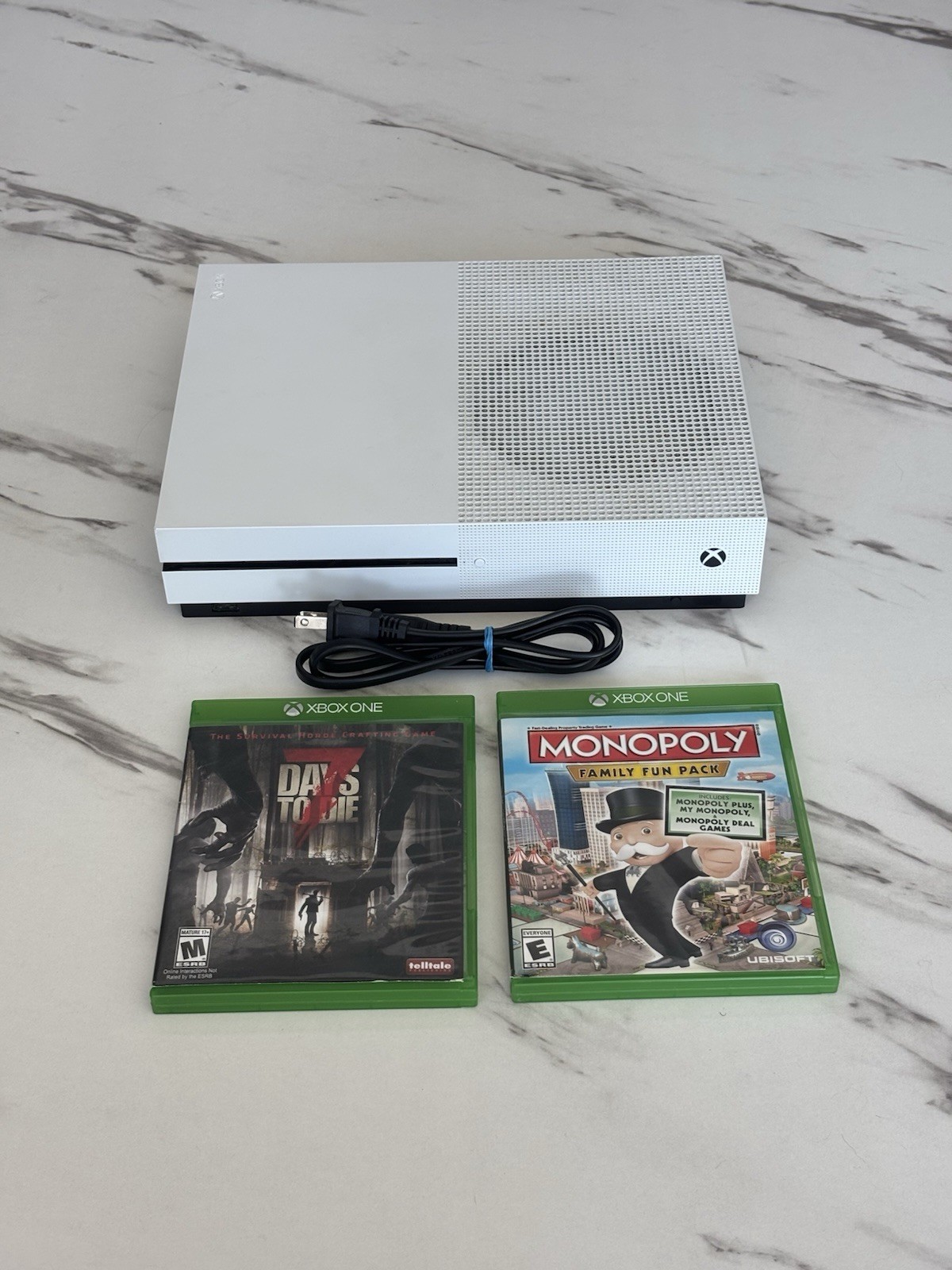 Microsoft Xbox One S 1TB White Model 1681 w/2 Games Tested Works