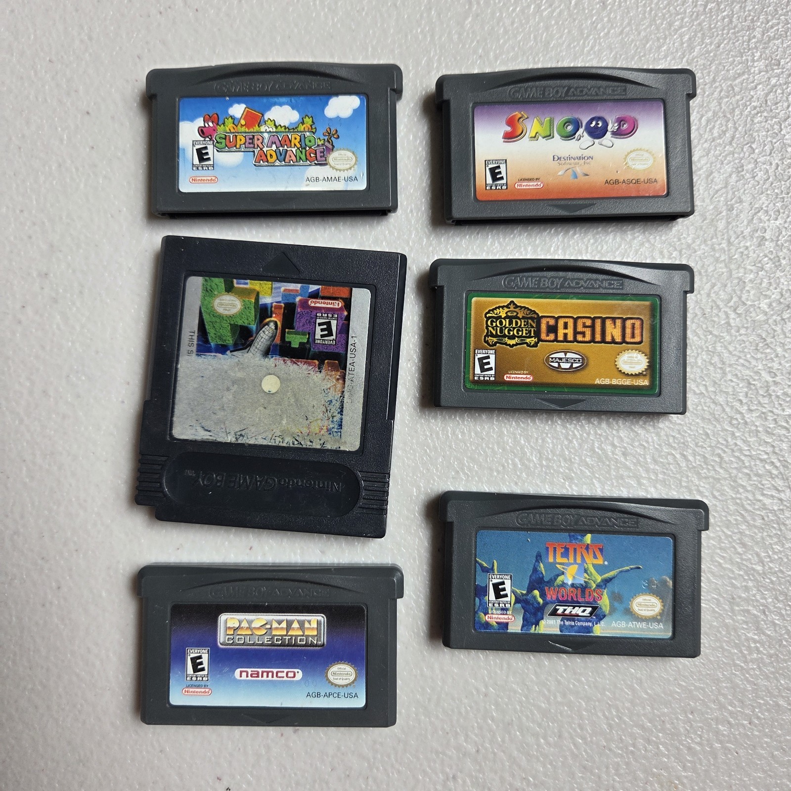 Nintendo Game Boy Advance SP Super Mario Tetris Snood Pacman ++ Silver AGS-001