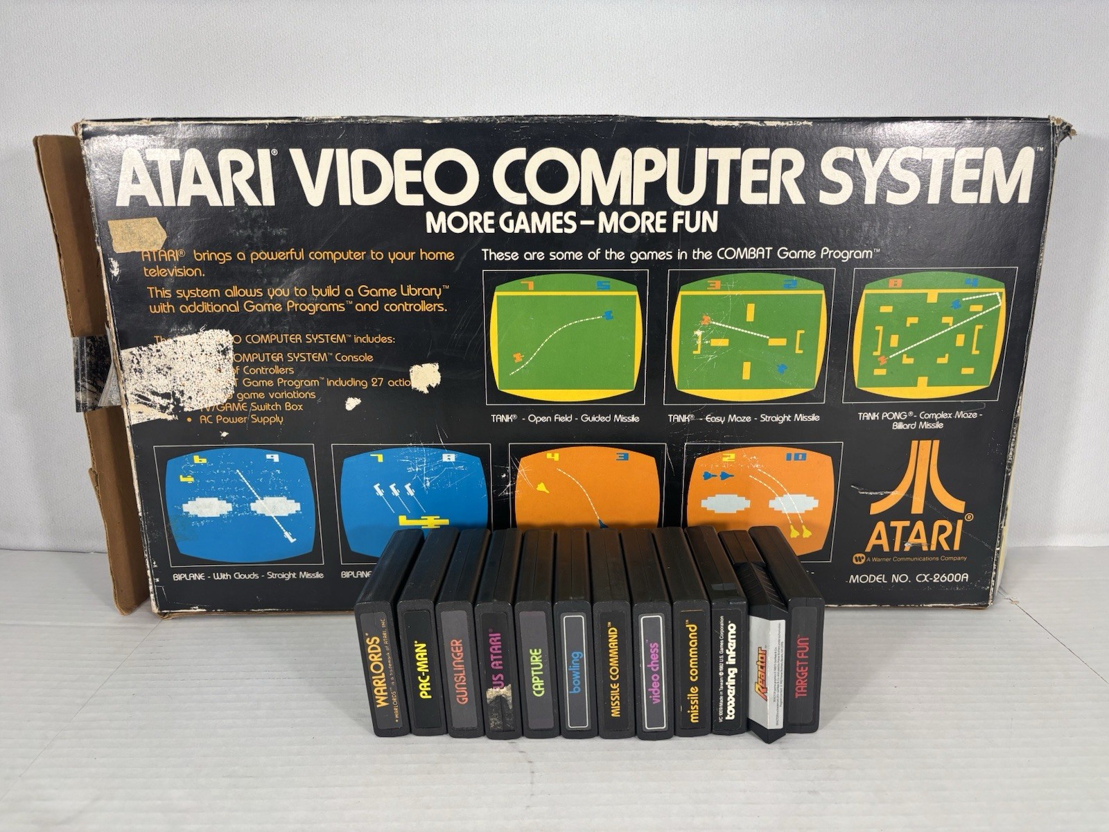 Atari 2600 Console CIB Complete In Box + 12 Games Pac-Man And More Tested READ