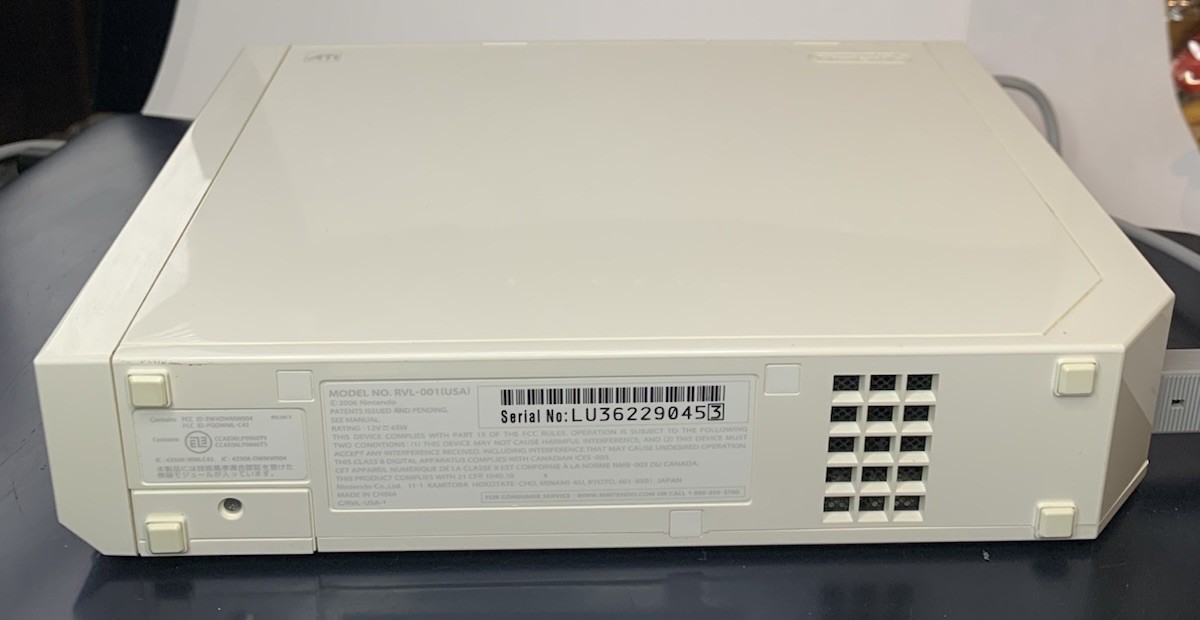 Nintendo Wii Console White RVL-001 (USA) Gamecube Port Power AV Cord 2006 Tested