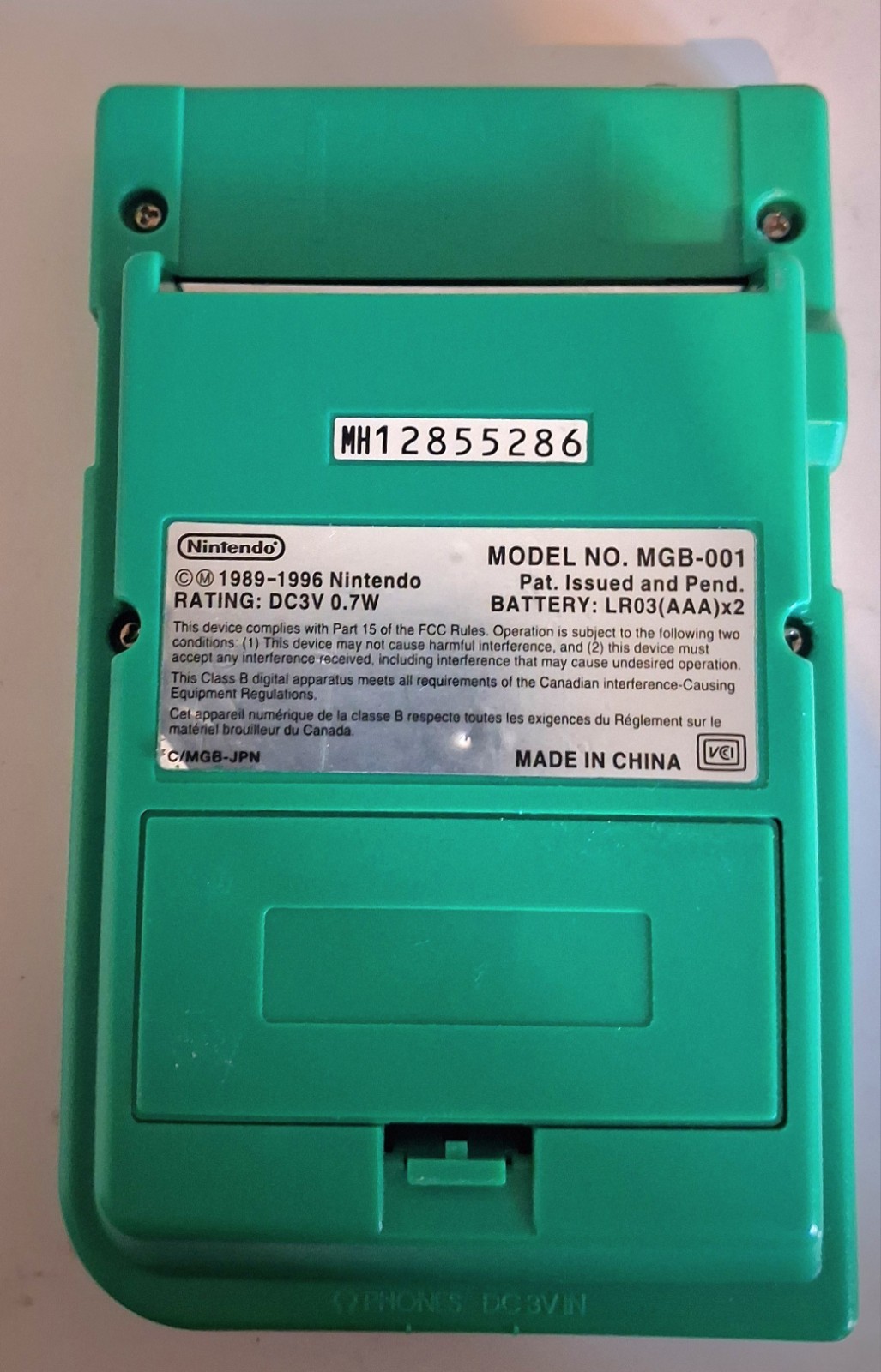 Nintendo Game Boy Pocket Handheld System Green Headphone Jack MGB-001