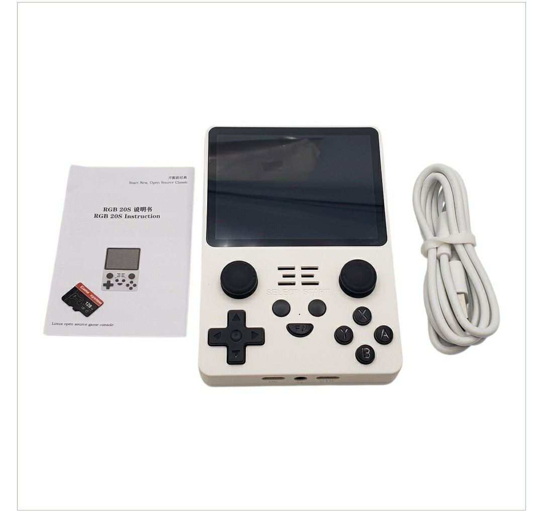 Powkiddy RGB20S Handheld Retro Game Console White TESTED WORKS No SD Card /Games