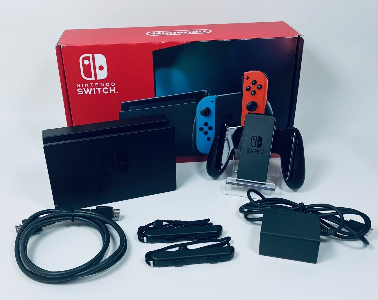 Nintendo Switch Console Neon Blue/Red Joy-Con Set Boxed Excellent Condition Test