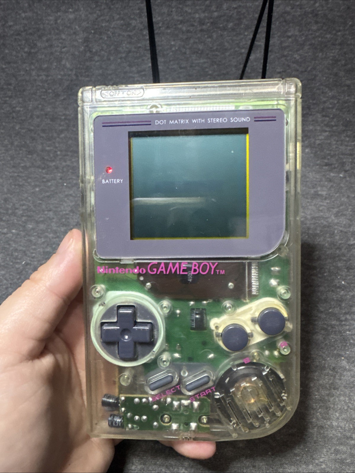 Nintendo Game Boy Clear Transparent Play It Loud DMG-01 And Case 3