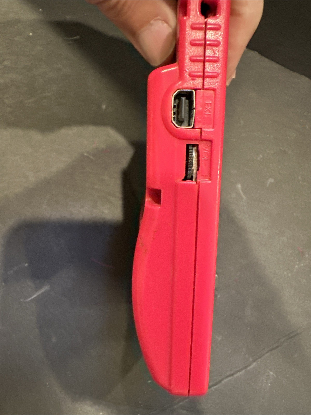 Nintendo Game Boy RED no battery cover and written ON WITH MARKER #R32