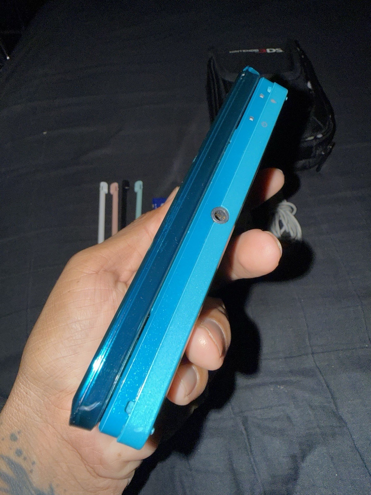 Nintendo 3DS Console Aqua Blue Edition With Charger SD Card & 3DS Case (TESTED!)