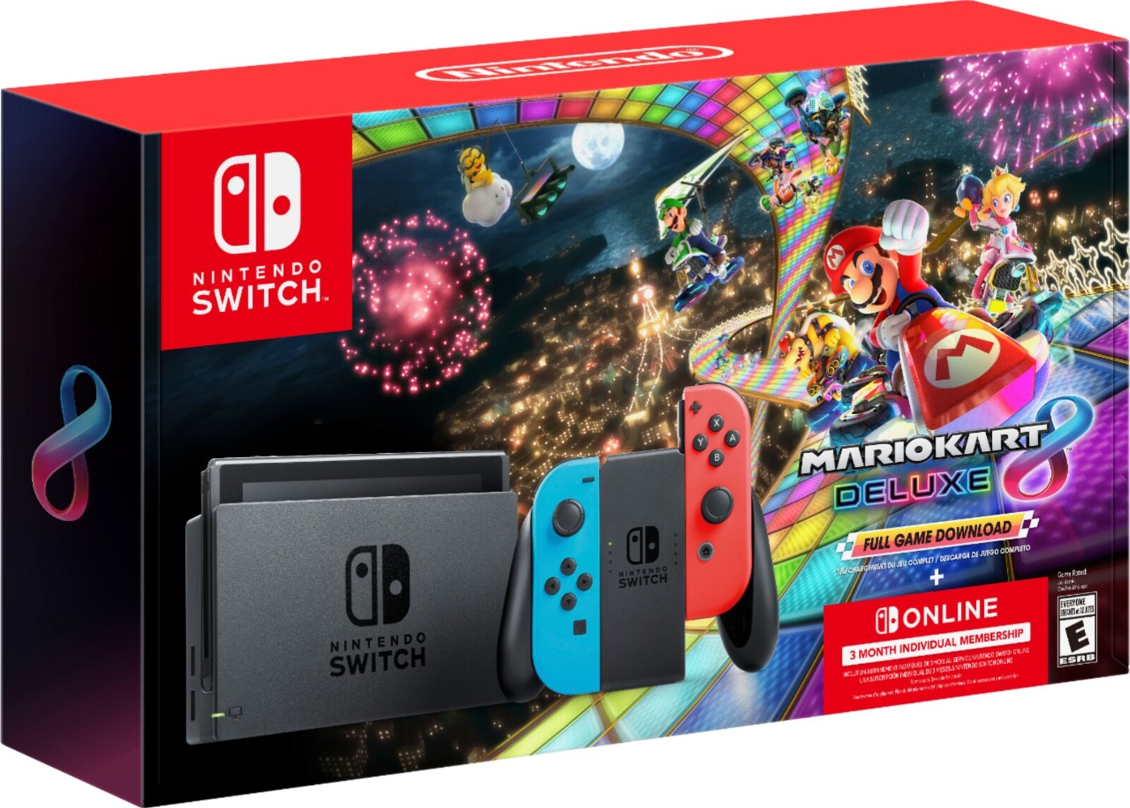 Nintendo Switch with Blue and Red Joy-Con Controllers and Mario Kart 8 Bundle –