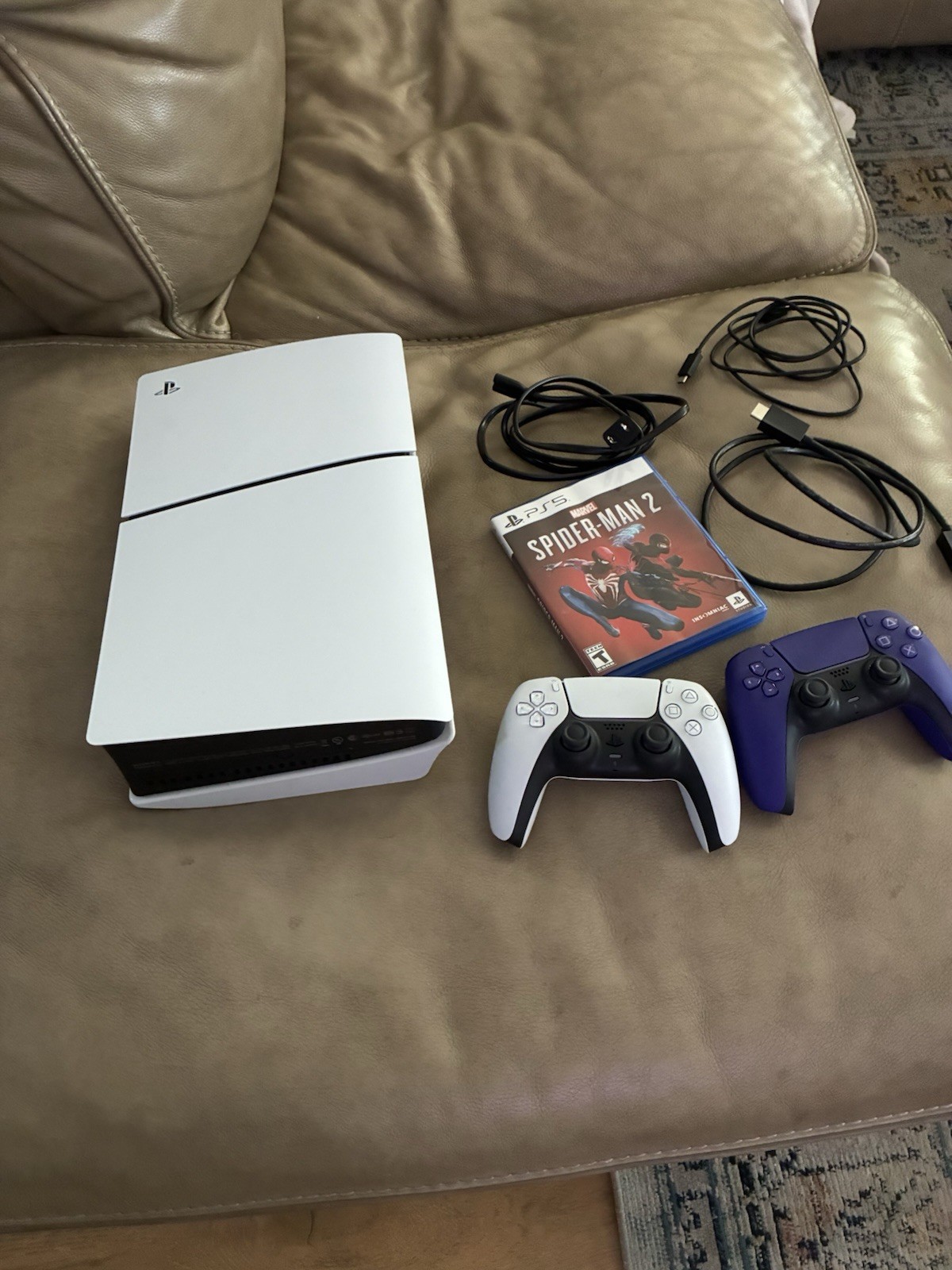 PlayStation PS5 Standard Disc 2 Controllers And Spider-Man Game, 825GB