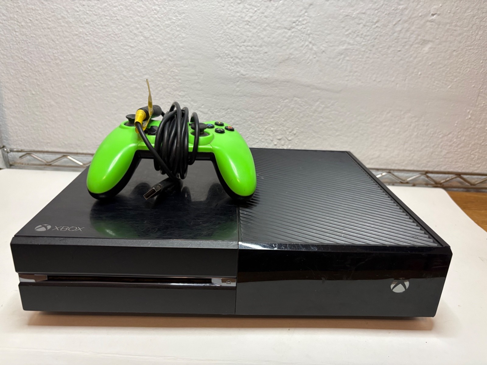 Xbox One 500GB Console Model 1540 Black & Wired Green Controller – Tested AS IS