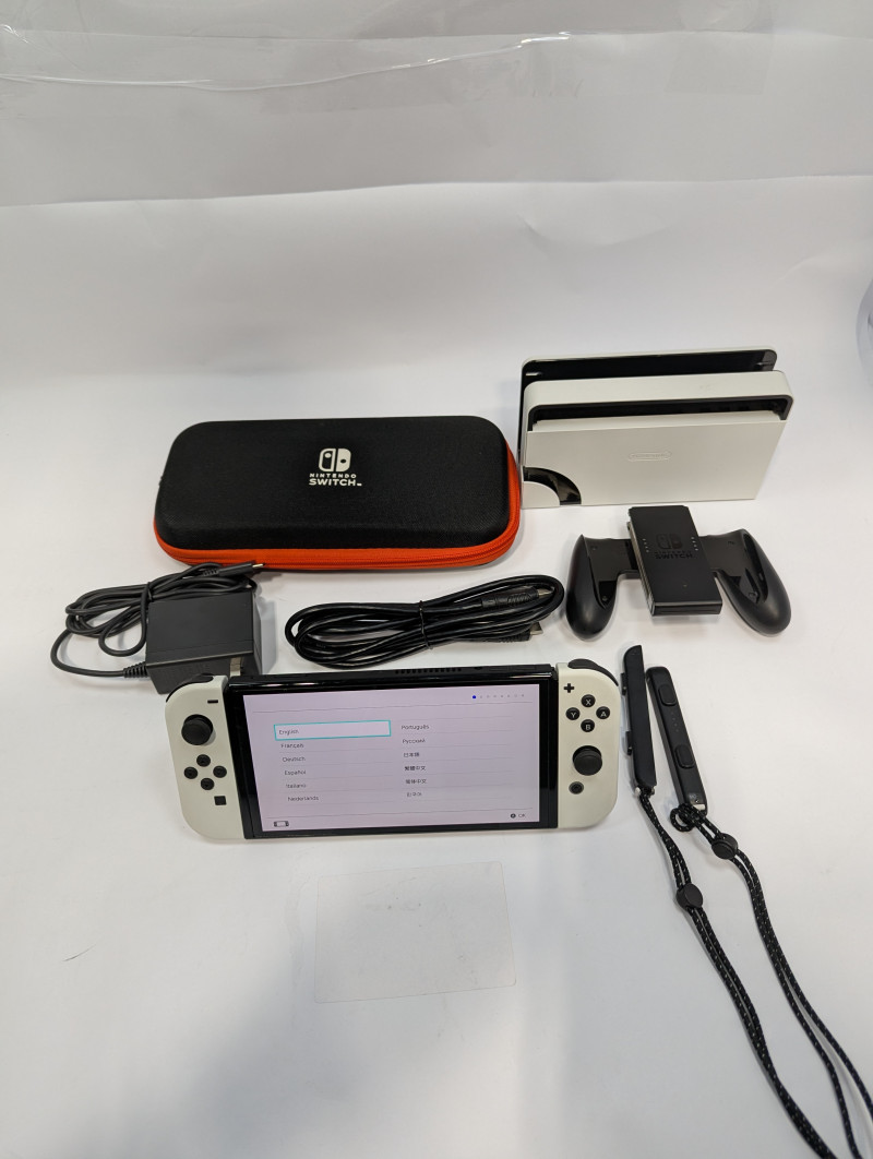 Nintendo Switch 64GB Handheld Console OLED White Joy-cons, Dock, Grip +WARRANTY