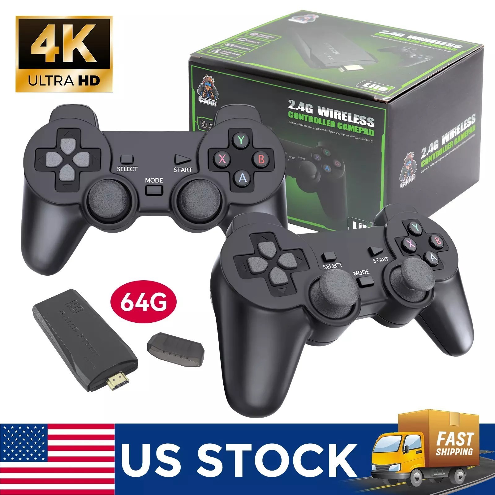 Retro Game Console 4K HDMI Output Plug and Play 20000+ Game Gamepad Controllers