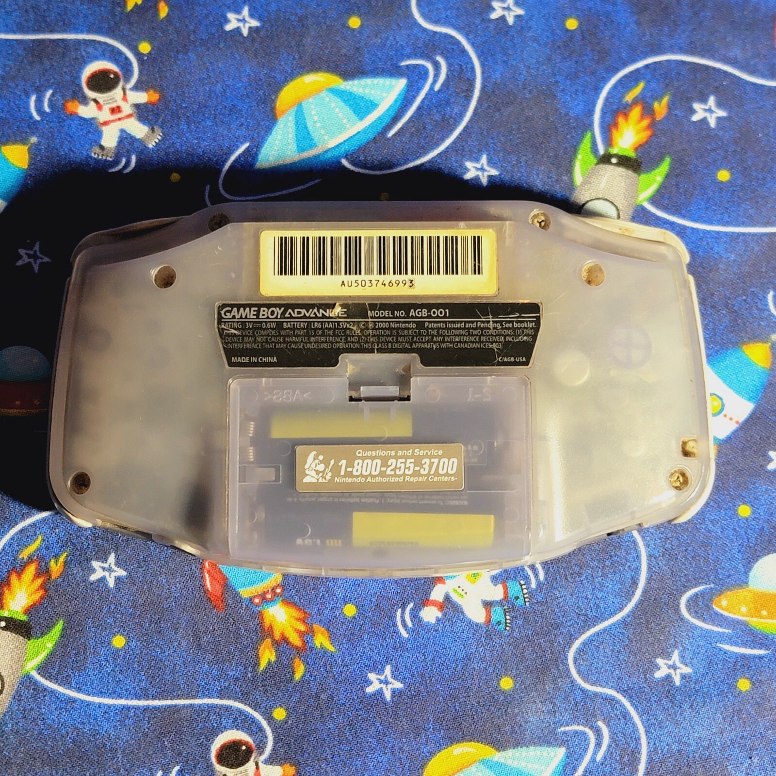 Nintendo Game Boy Advance Clear Glacier System Handheld Console AGB-001