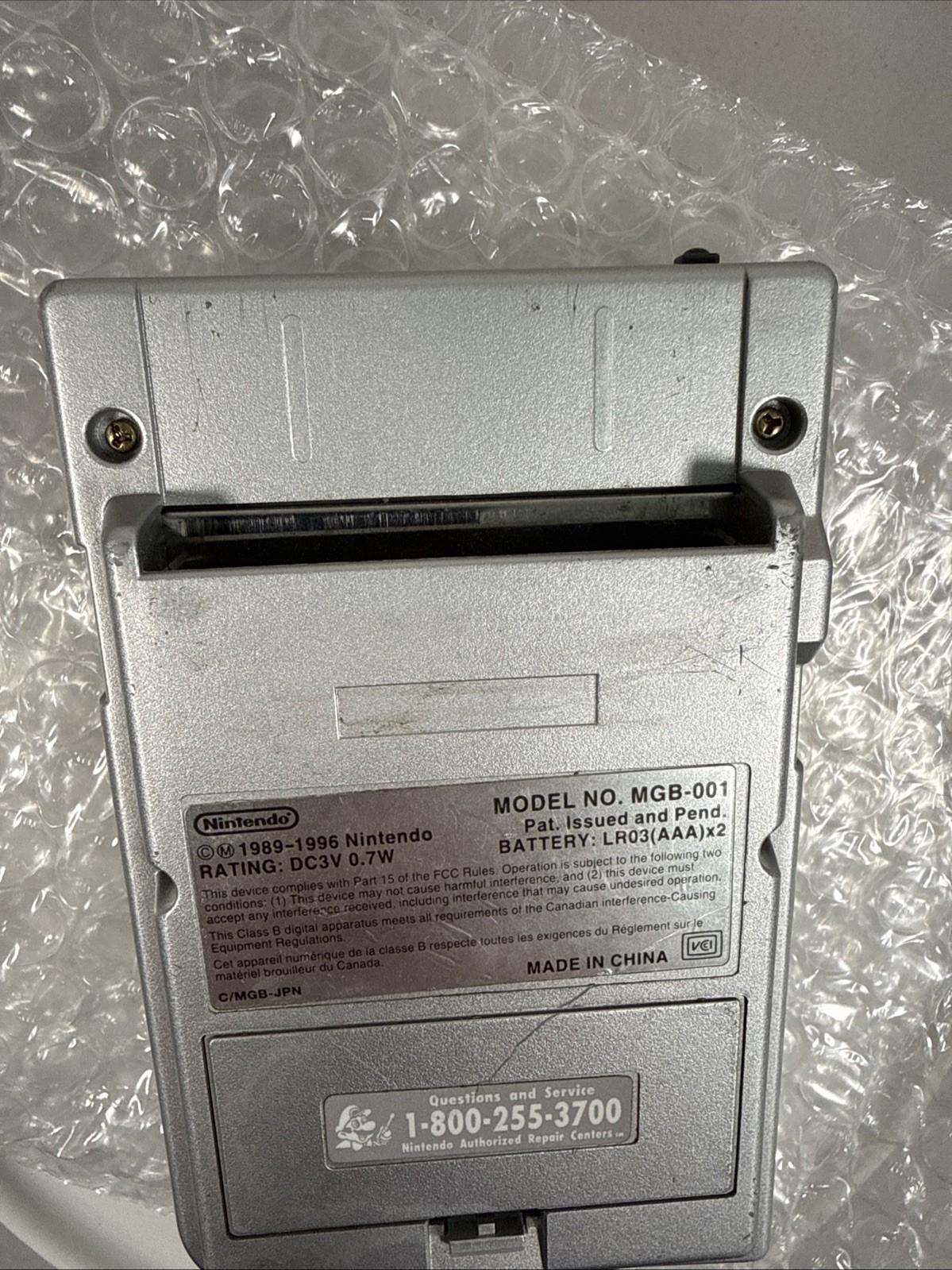 Nintendo Game Boy Pocket Silver MGB-001 Handheld Console Tested Working No Game