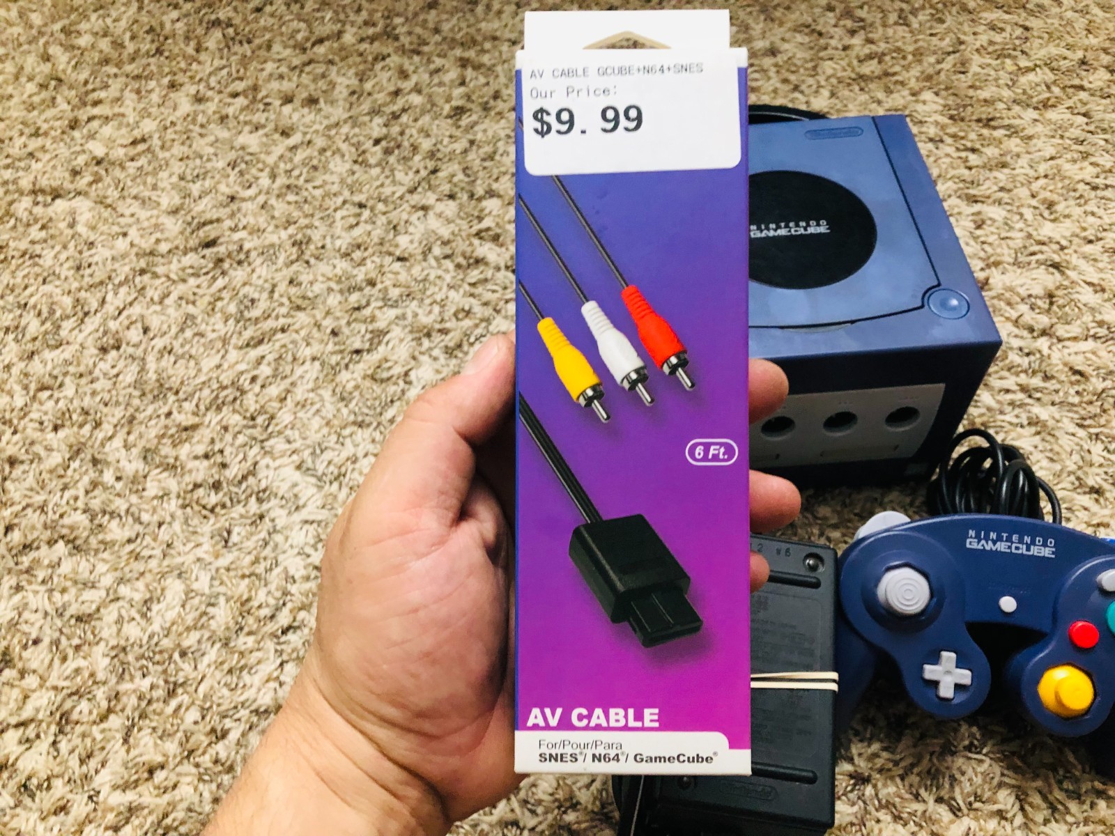 Nintendo GameCube Purple Console DOL-001 / 1 Remote / Power Adapter/ Video Cable