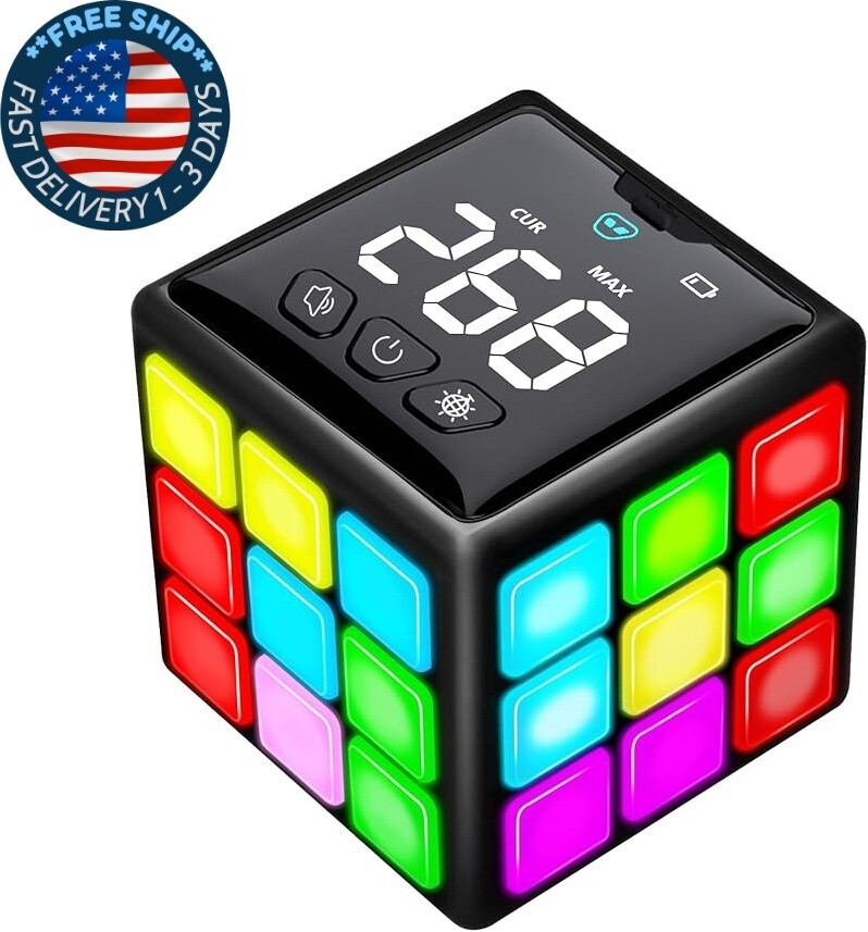 Cubo de mano recargable, 15 divertidos juegos de memoria y cerebro con pantalla