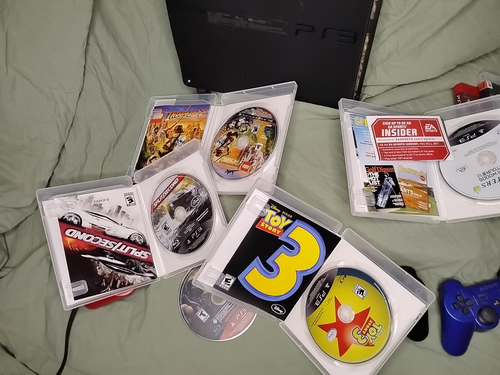 Sony PlayStation 3 PS3 Bundle CECH-3001A Black Console w/ 9 Games 3 Remotes