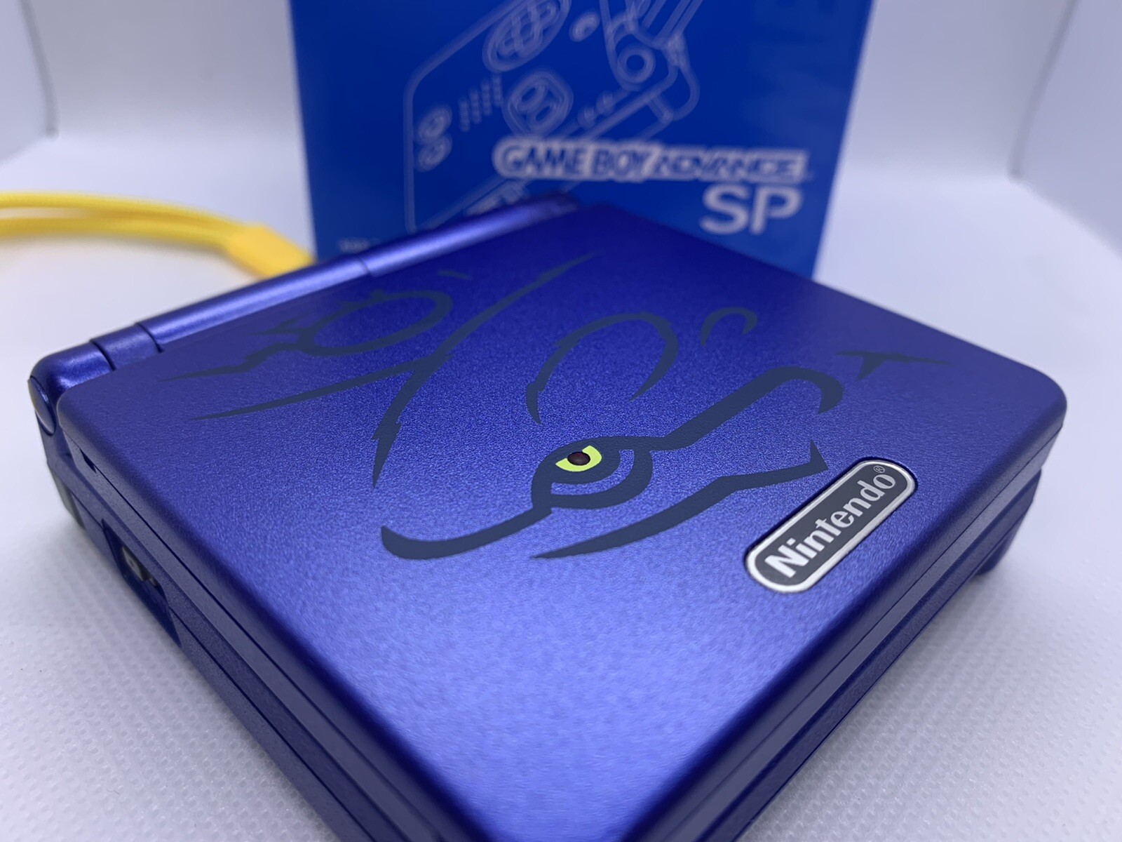 Kyogre GBA SP Gameboy Advance SP IPS V2 – Charger, Custom Power LED & EYE