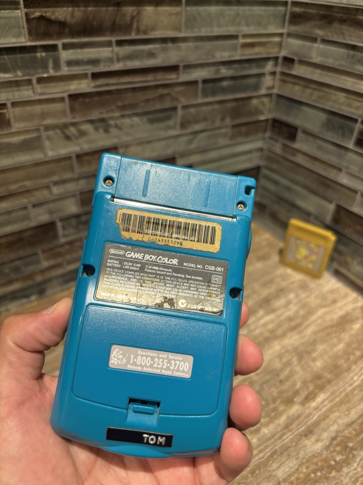 Nintendo Gameboy Color CGB-001 Teal Blue Handheld Console & Pokemon Gold