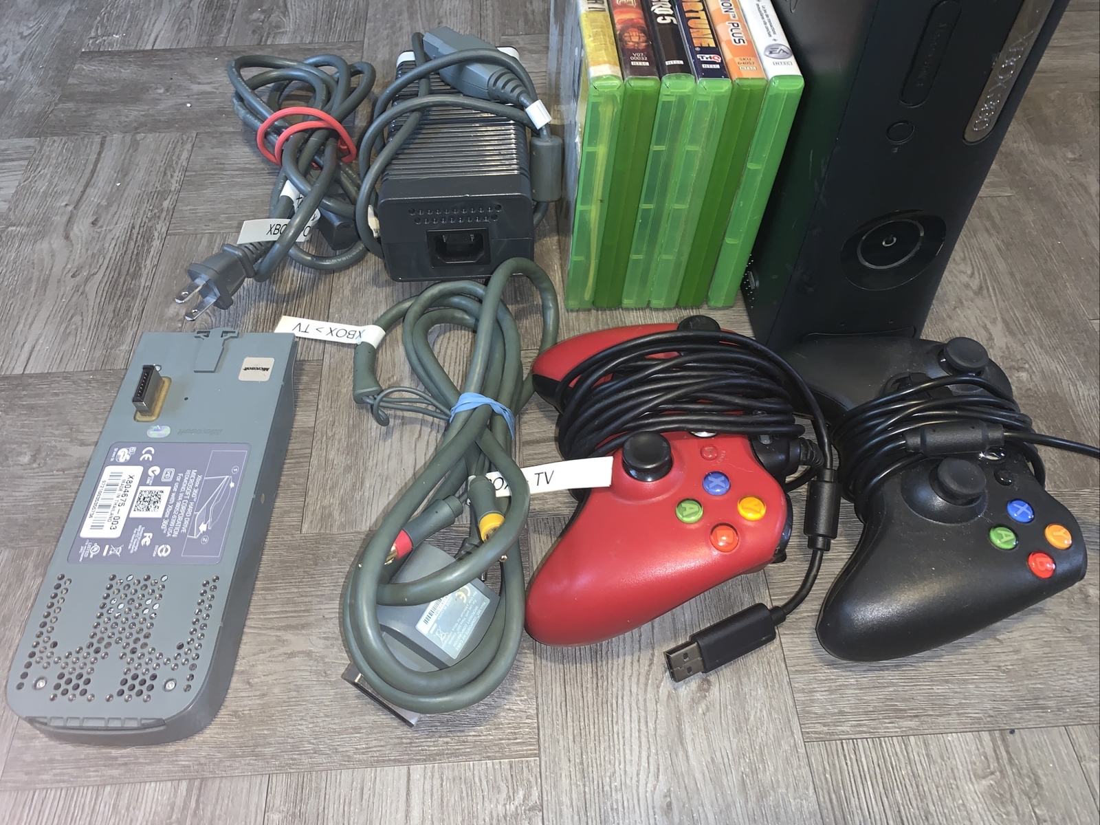 Microsoft Xbox 360 Elite 120GB + 20 GB HDD, 6 GAMES (TESTED), & 2 CONTROLLERS