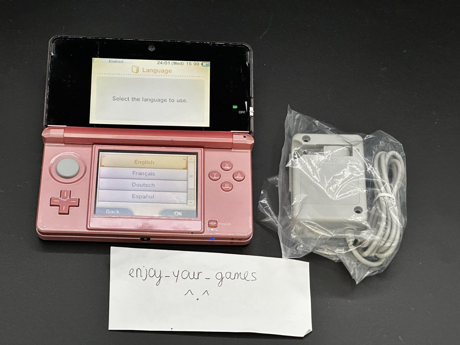 Nintendo 3DS Pearl Pink Console | English | Charger | US Seller – SHIP IN 1-DAY